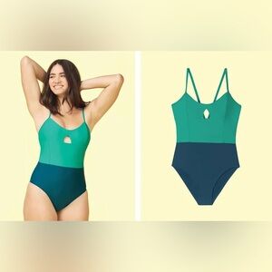 Summersalt Swan Dive one-piece swimsuit in the colorblock Seaglass&Seaweed- Sz 8